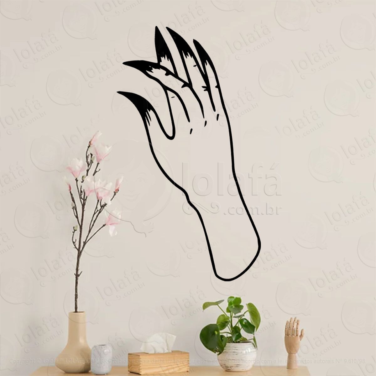 mão de bruxa witches hand adesivo de parede decorativo para casa, sala, quarto, vidro e altar ocultista - mod:140