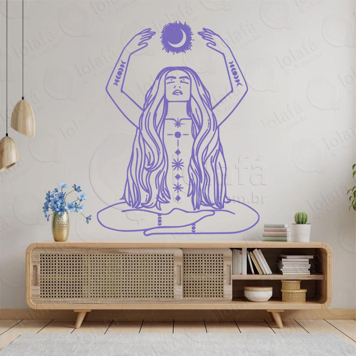 mulher lua woman moon adesivo de parede decorativo para casa, sala, quarto, vidro e altar ocultista - mod:143