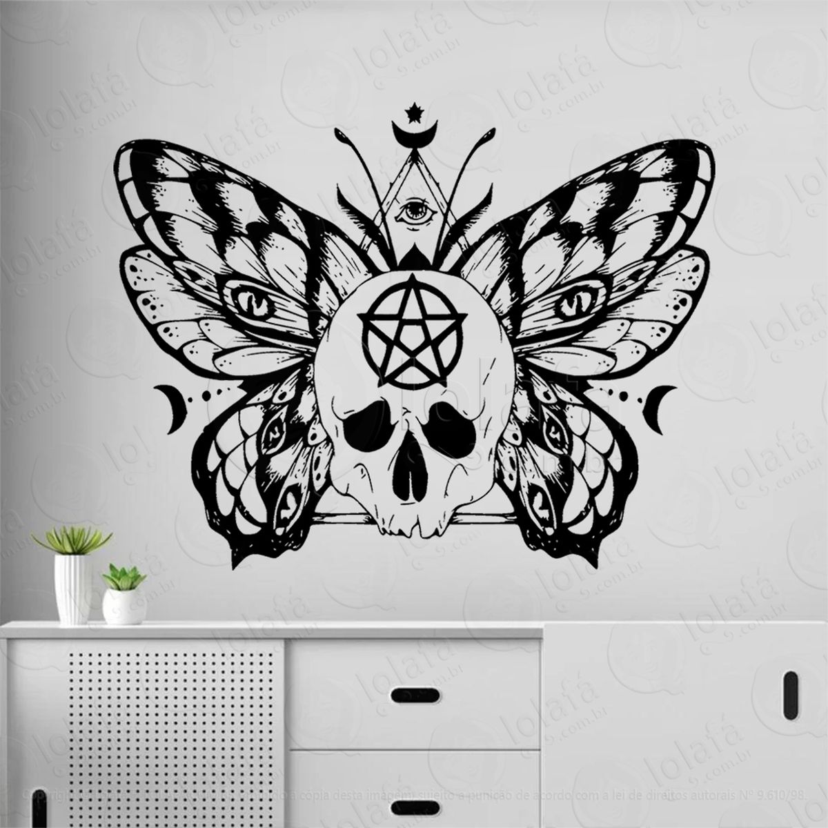 borboleta mágica da wicca adesivo de parede decorativo para casa, sala, quarto, vidro e altar ocultista - mod:196