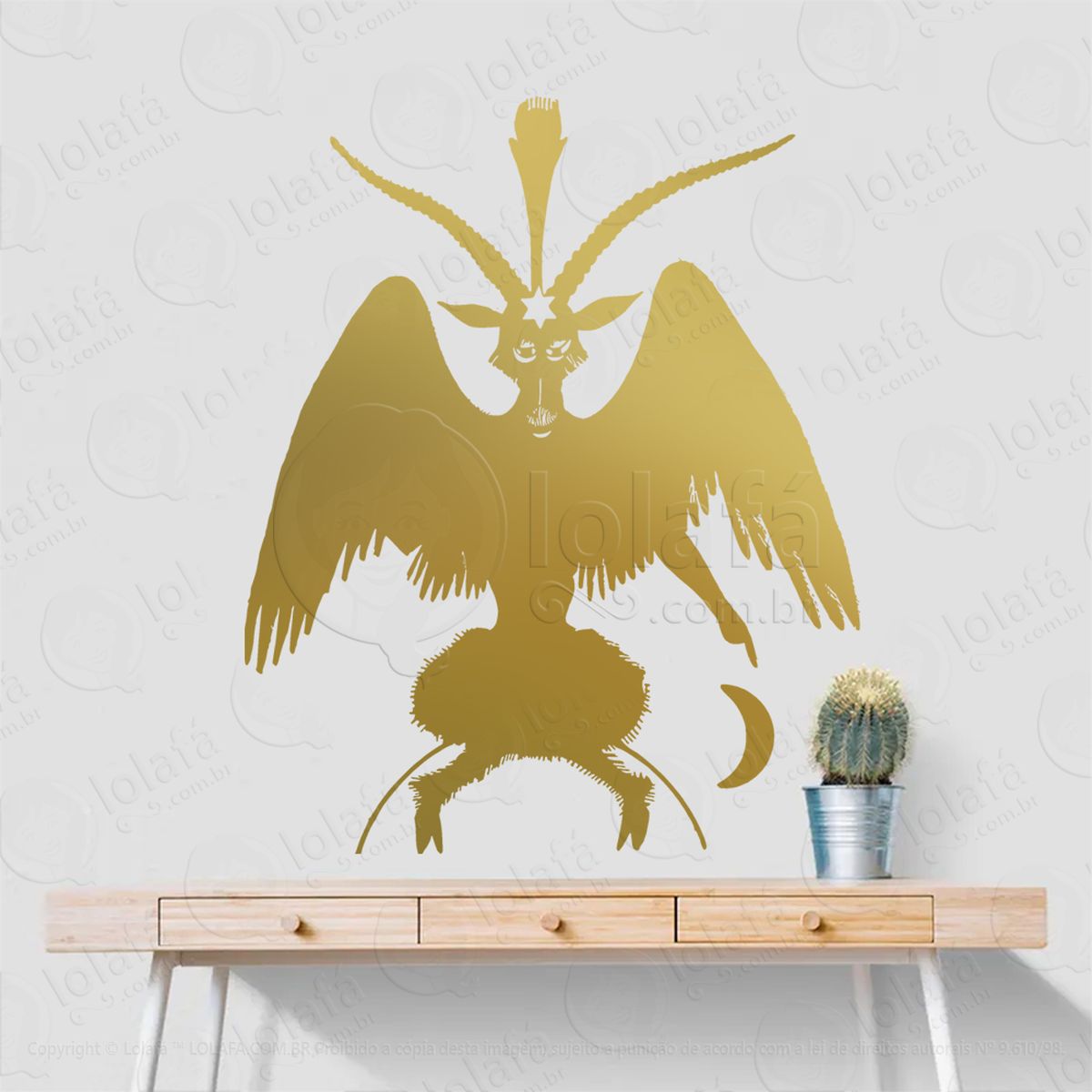 baphomet adesivo de parede decorativo para casa, sala, quarto, vidro e altar ocultista - mod:242