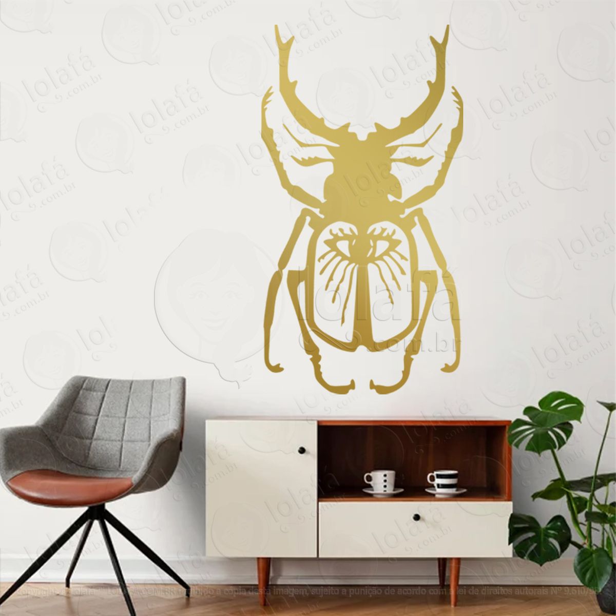 besouro beetle adesivo de parede decorativo para casa, sala, quarto, vidro e altar ocultista - mod:243