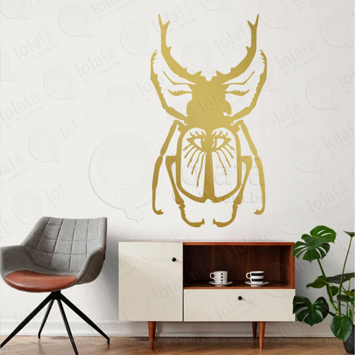 besouro beetle adesivo de parede decorativo para casa, sala, quarto, vidro e altar ocultista - mod:243