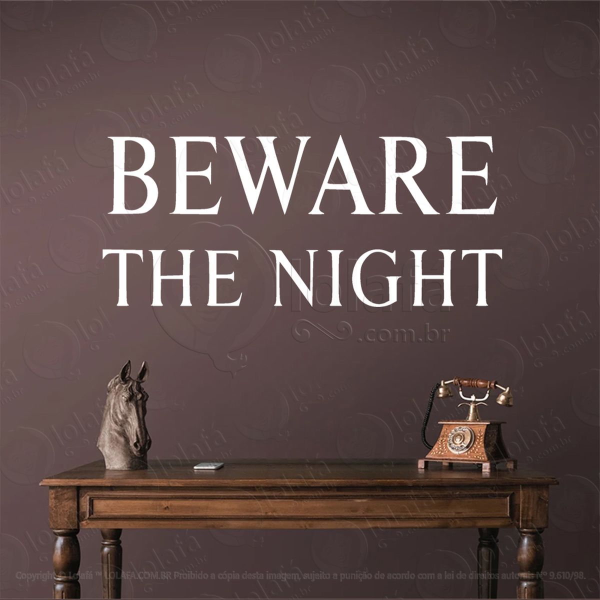 cuidado com a noite beware the night adesivo de parede decorativo para casa, sala, quarto, vidro e altar ocultista - mod:244