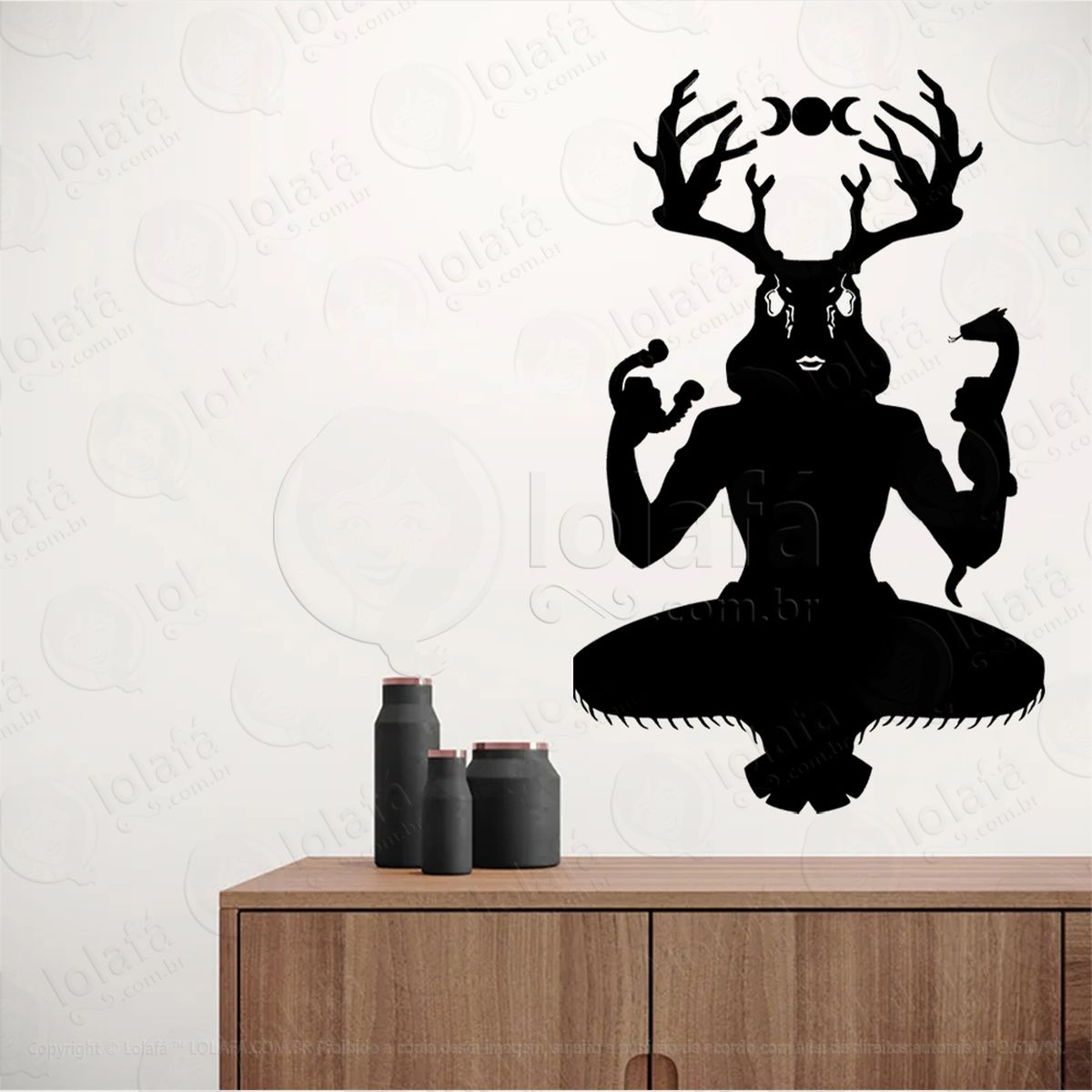 cerrunos adesivo de parede decorativo para casa, sala, quarto, vidro e altar ocultista - mod:247