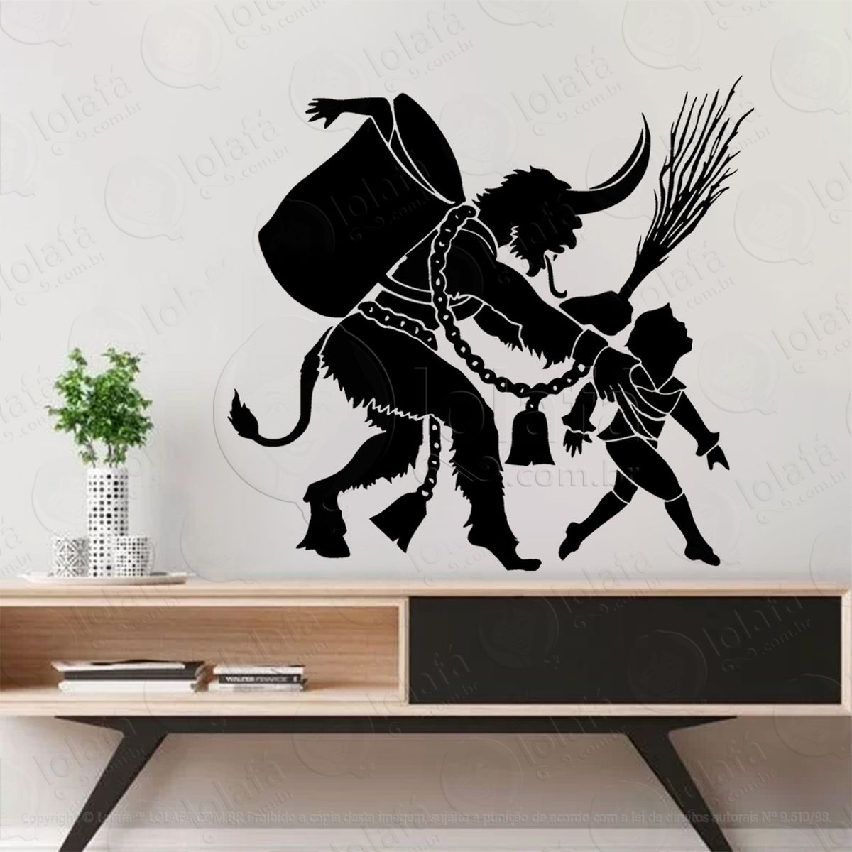 krampus adesivo de parede decorativo para casa, sala, quarto, vidro e altar ocultista - mod:259