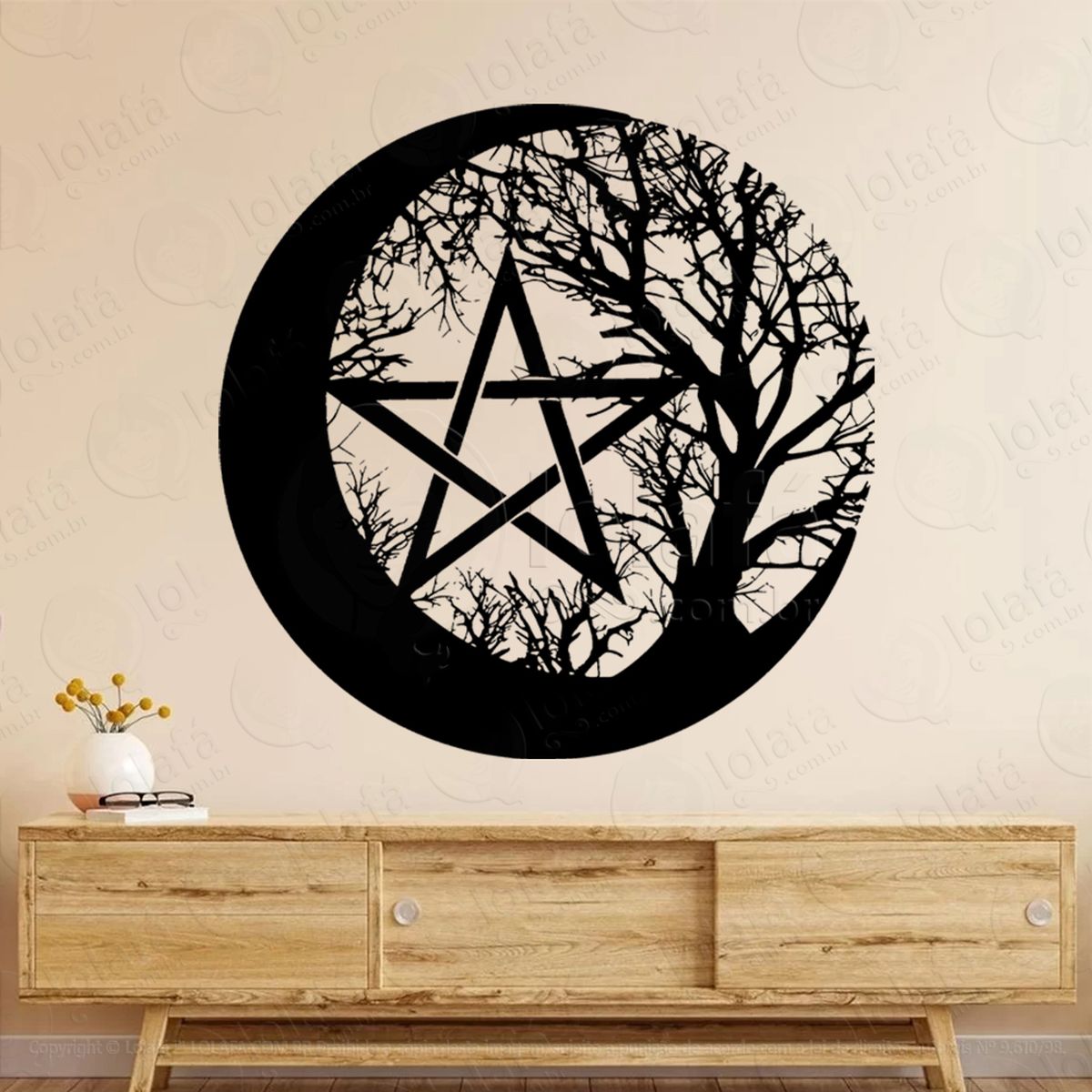 lua mística mystical moon adesivo de parede decorativo para casa, sala, quarto, vidro e altar ocultista - mod:264