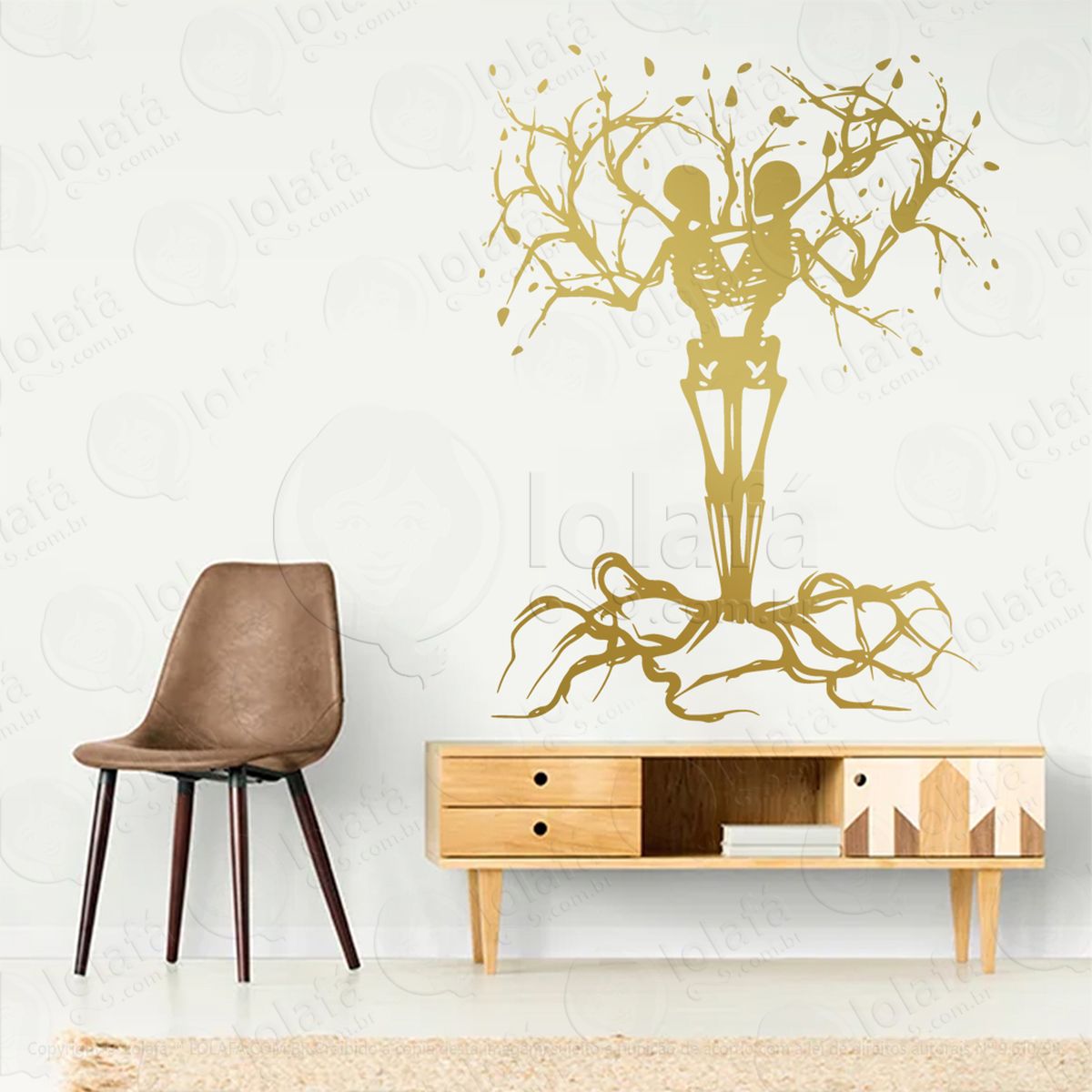 Árvore esqueleto skeleton tree adesivo de parede decorativo para casa, sala, quarto, vidro e altar ocultista - mod:270
