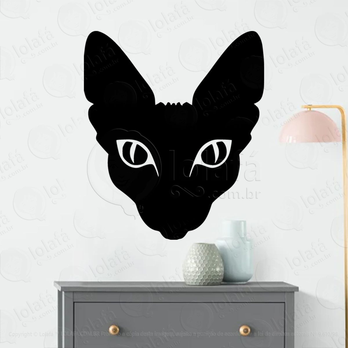 gato esfinge sphinx cat adesivo de parede decorativo para casa, sala, quarto, vidro e altar ocultista - mod:272