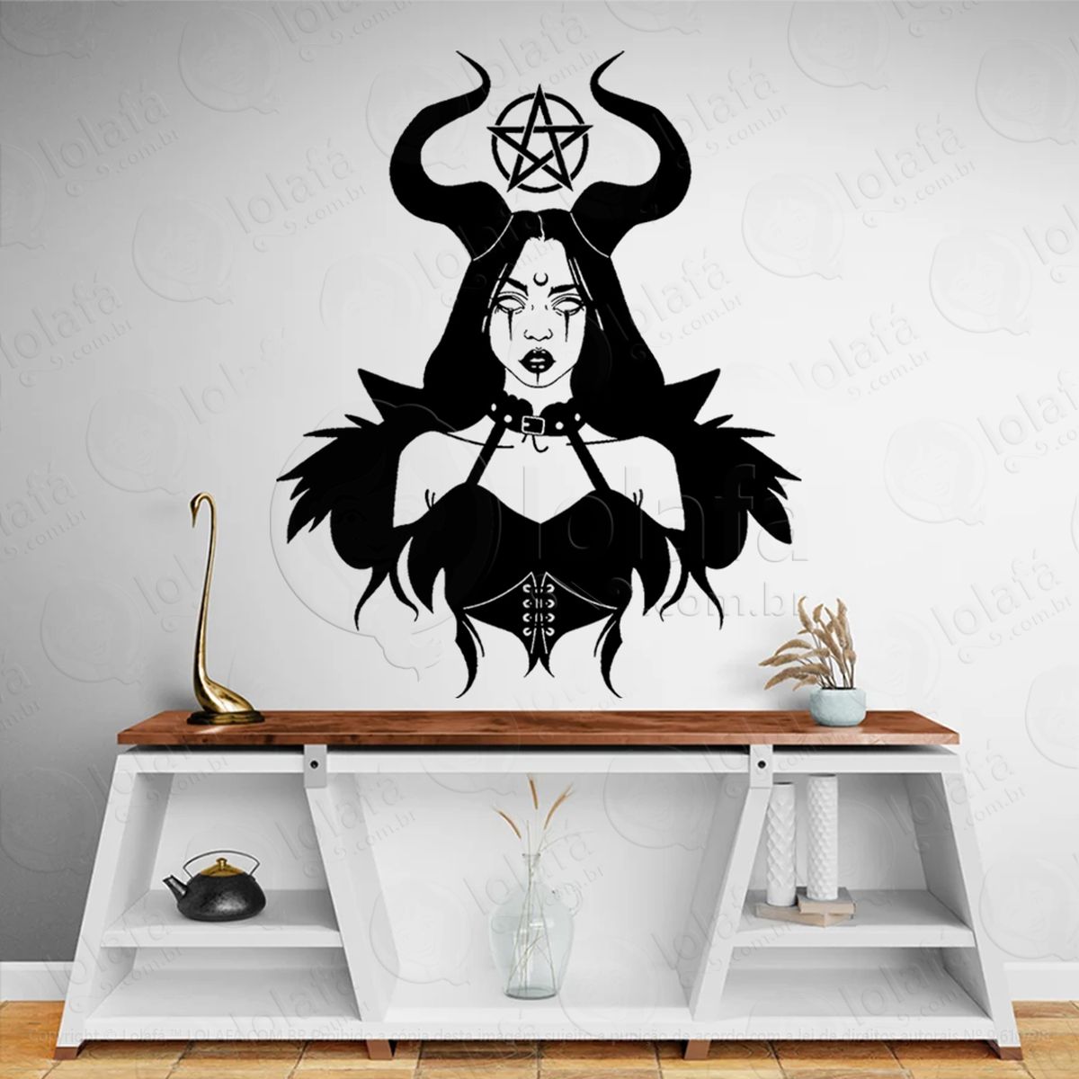 bruxaria pentagrama mulher bruxa altar adesivo de parede decorativo para casa, sala, quarto, vidro e altar ocultista - mod:285