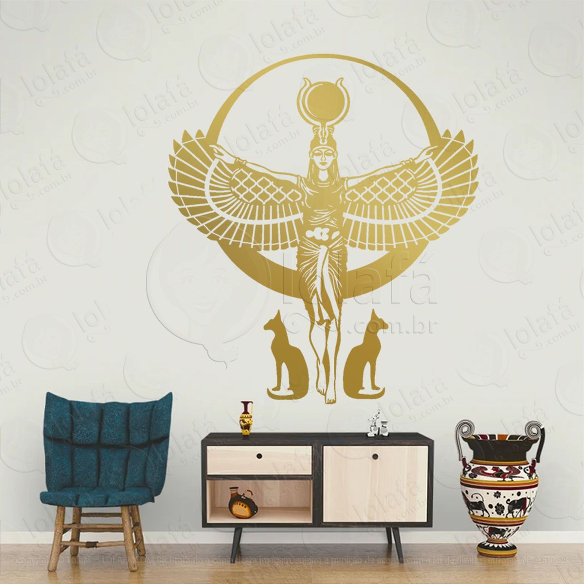 deusa egípcia isis egito pagão adesivo de parede decorativo para casa, sala, quarto, vidro e altar ocultista - mod:290