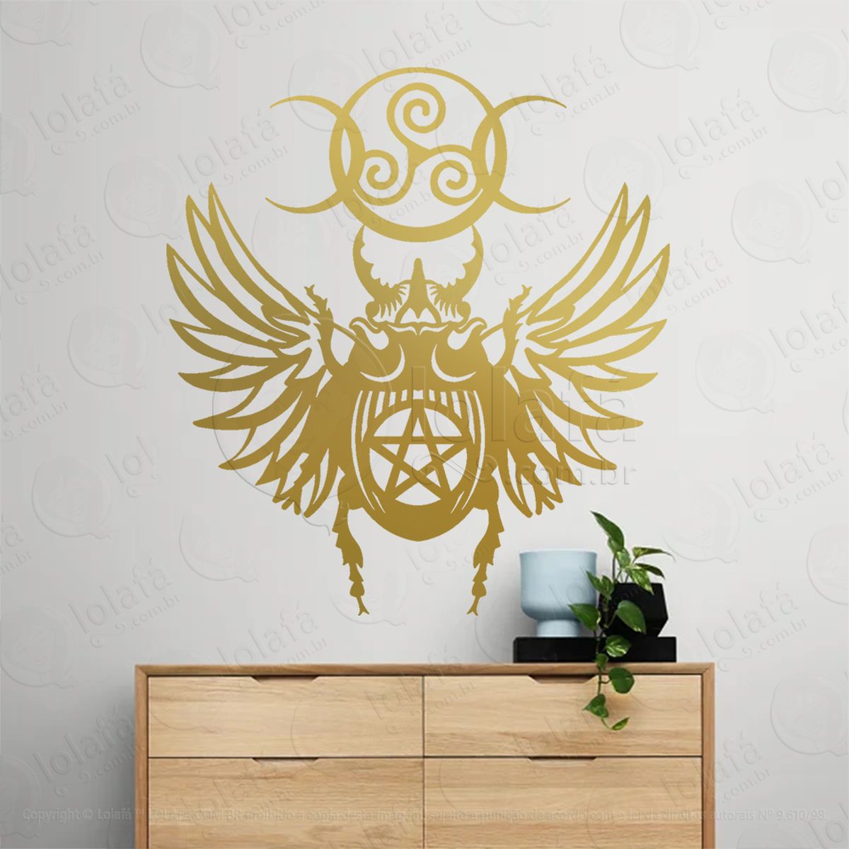 escaravelho com símbolo celta e pentagrama adesivo de parede decorativo para casa, sala, quarto, vidro e altar ocultista - mod:291