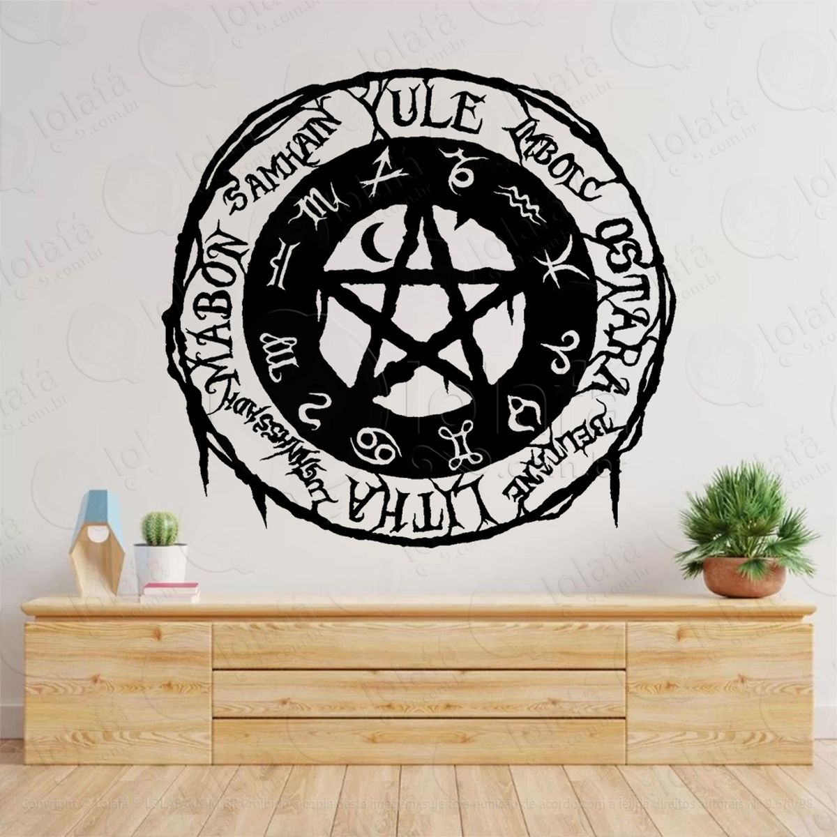 roda do ano bruxaria wicca adesivo de parede decorativo para casa, sala, quarto, vidro e altar ocultista - mod:307