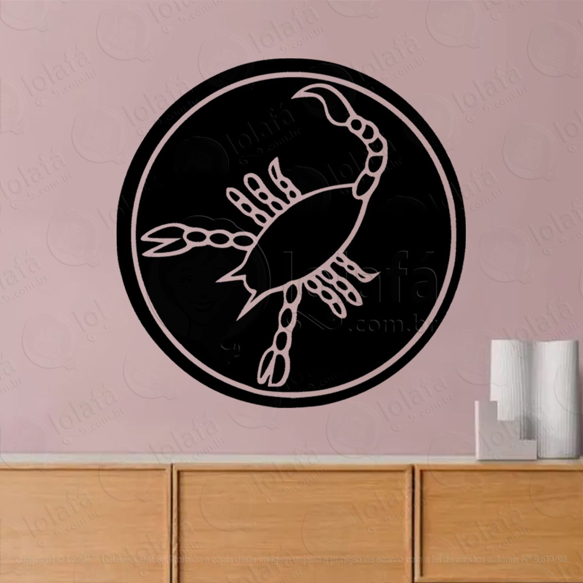 mandala signo de escorpião astrologia scorpio adesivo de parede decorativo para casa, sala, quarto, vidro e altar ocultista - mod:323