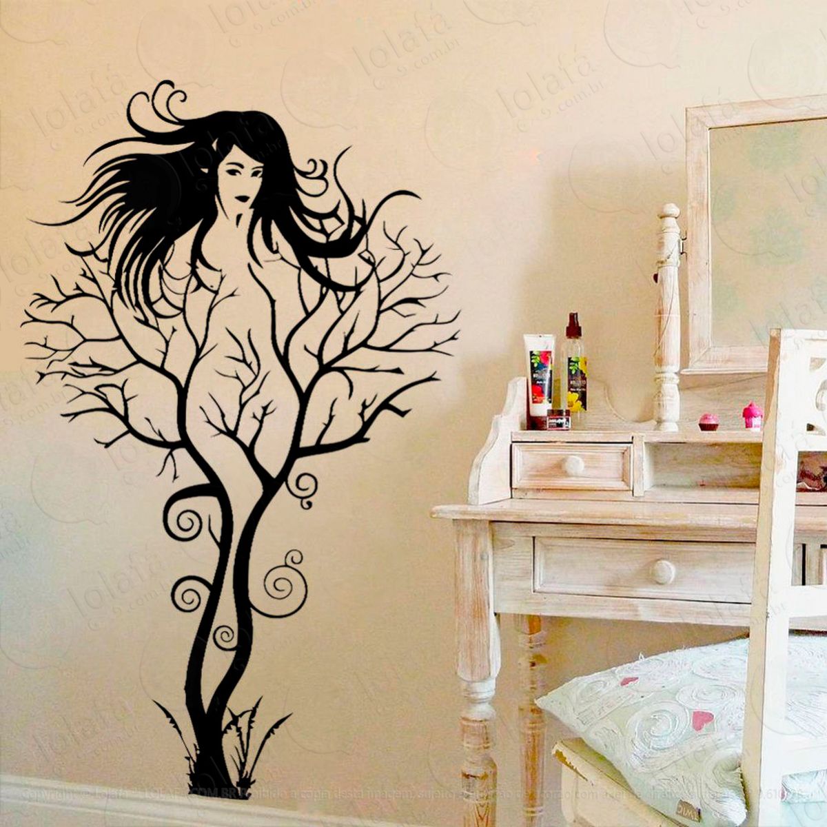 arvore mulher adesivo de parede decorativo para casa, sala, quarto e vidro - mod:7