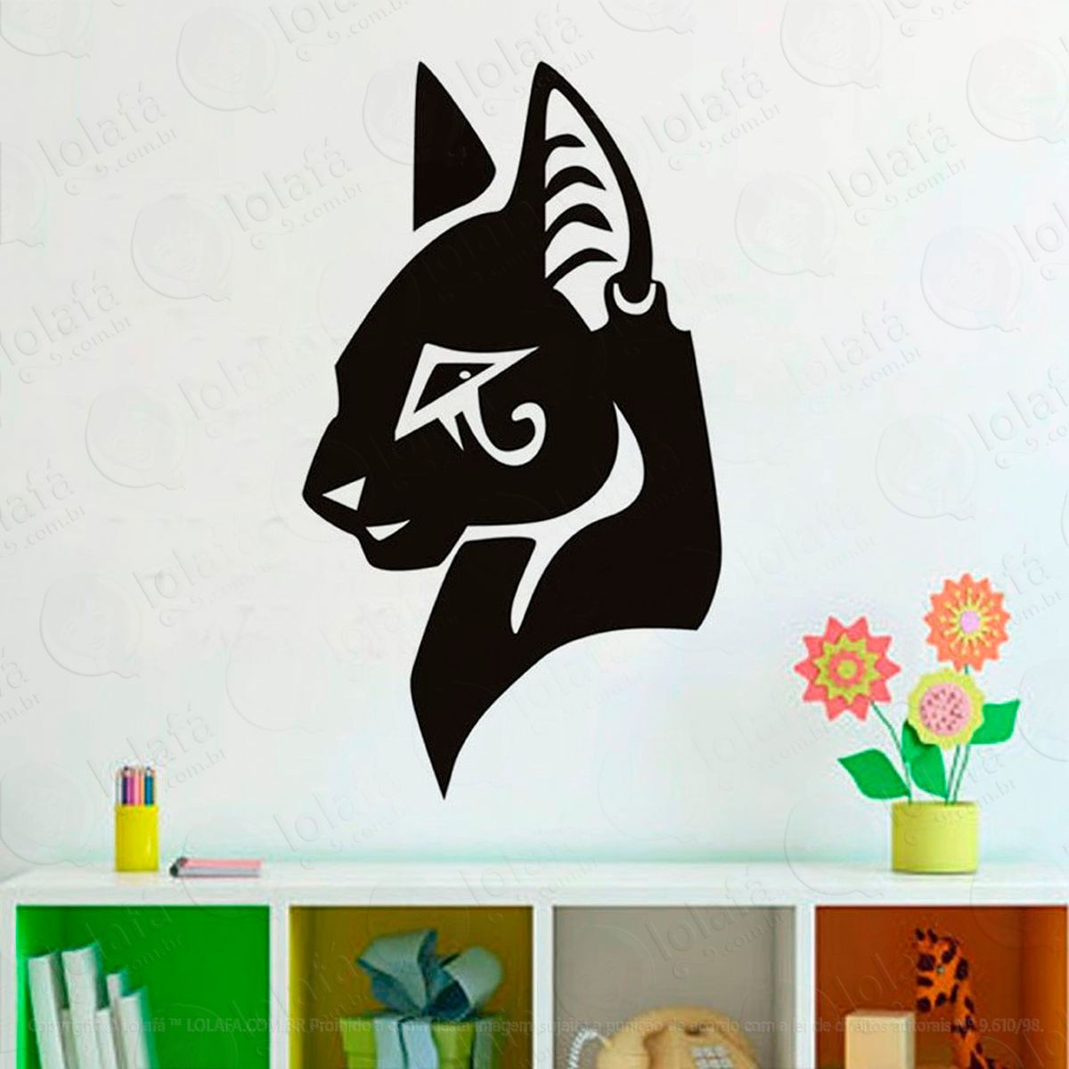 bastet olho de hórus adesivo de parede decorativo para casa, sala, quarto e vidro - mod:10