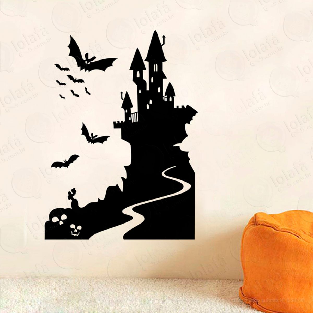 castelo assombrado adesivo de parede decorativo para casa, sala, quarto e vidro - mod:20