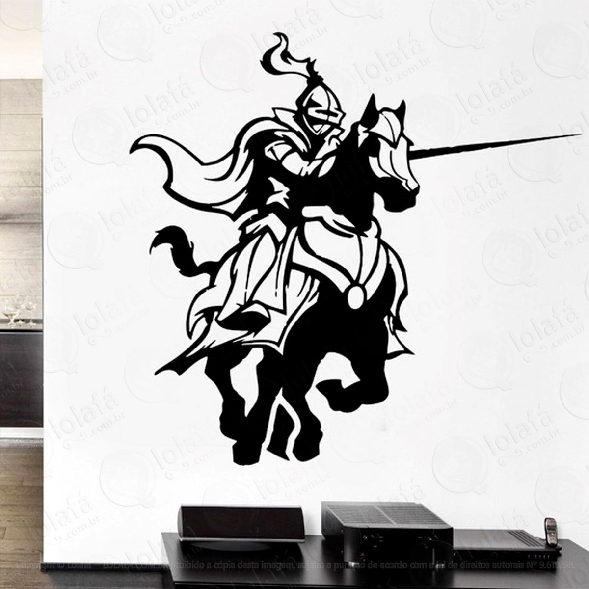 cavaleiro medieval adesivo de parede decorativo para casa, sala, quarto e vidro - mod:21