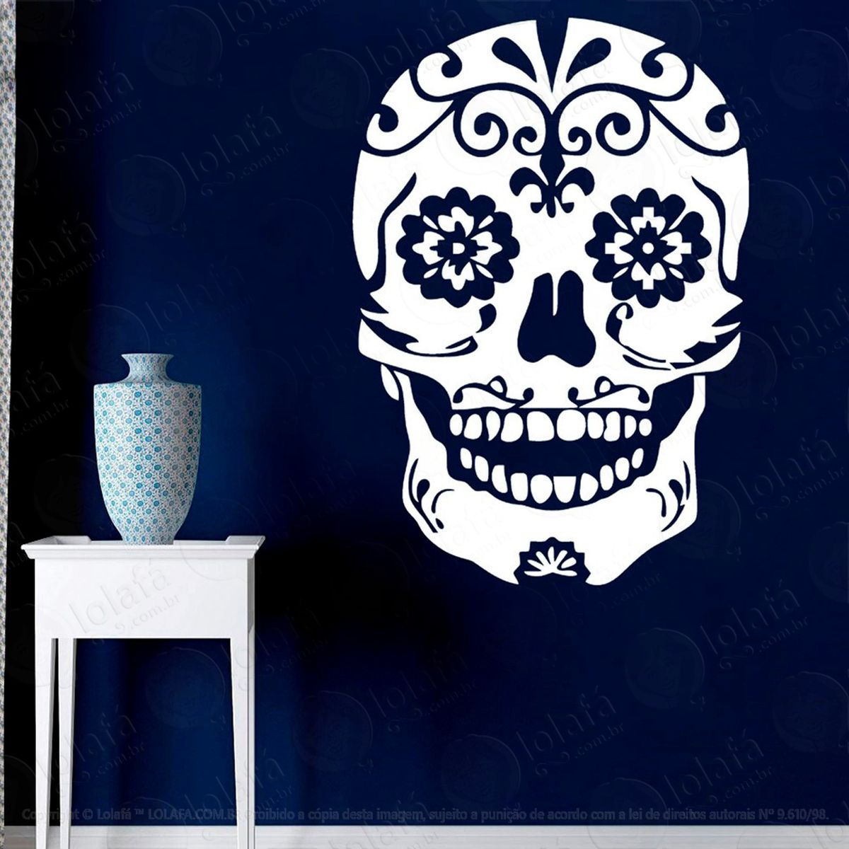 caveira mexicana adesivo de parede decorativo para casa, sala, quarto e vidro - mod:24