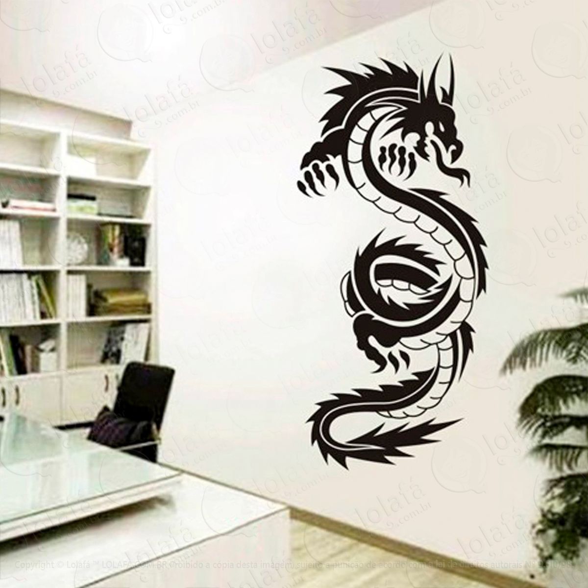dragão adesivo de parede decorativo para casa, sala, quarto e vidro - mod:32