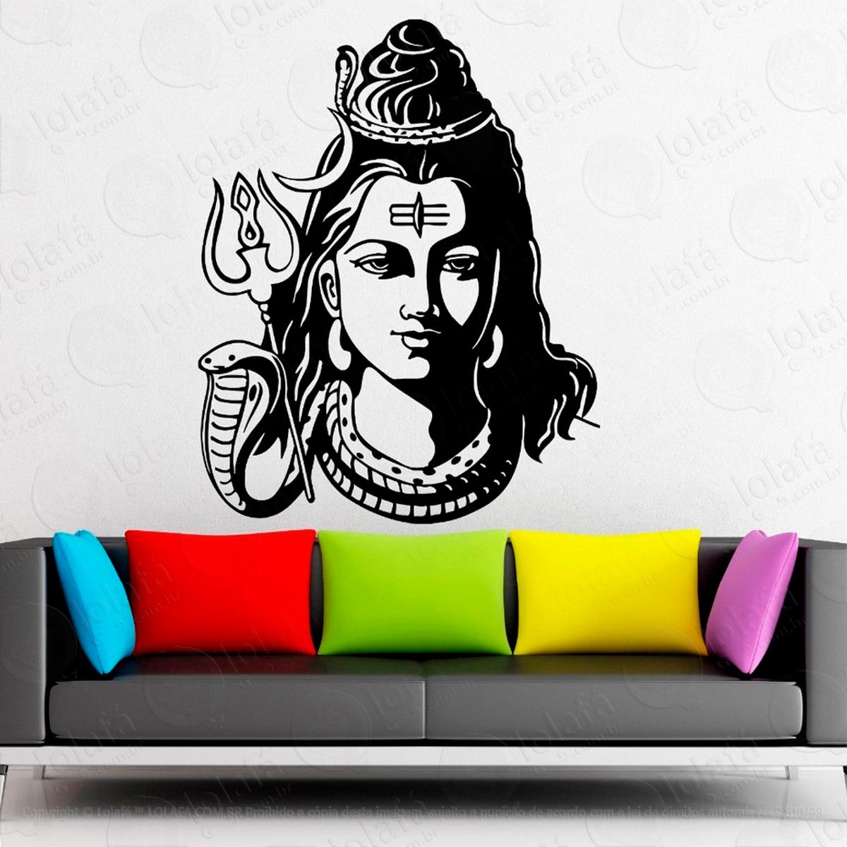 face de shiva adesivo de parede decorativo para casa, sala, quarto e vidro - mod:38