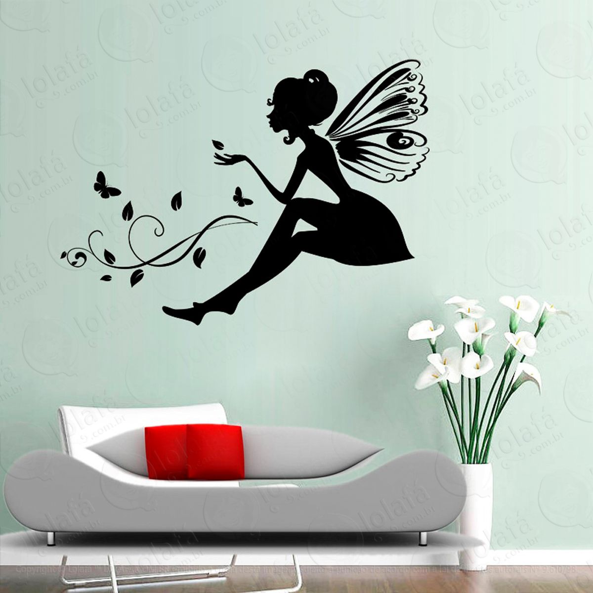 fadinha buterfly adesivo de parede decorativo para casa, sala, quarto e vidro - mod:39
