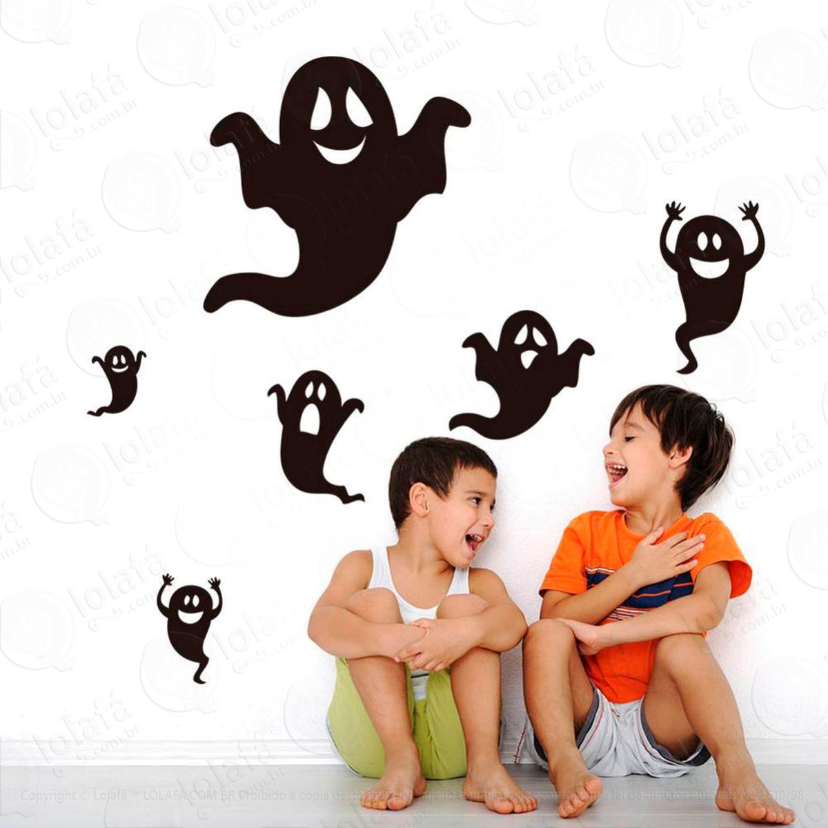 cartela fantasminhas camaradas adesivo de parede decorativo para casa, sala, quarto e vidro - mod:45