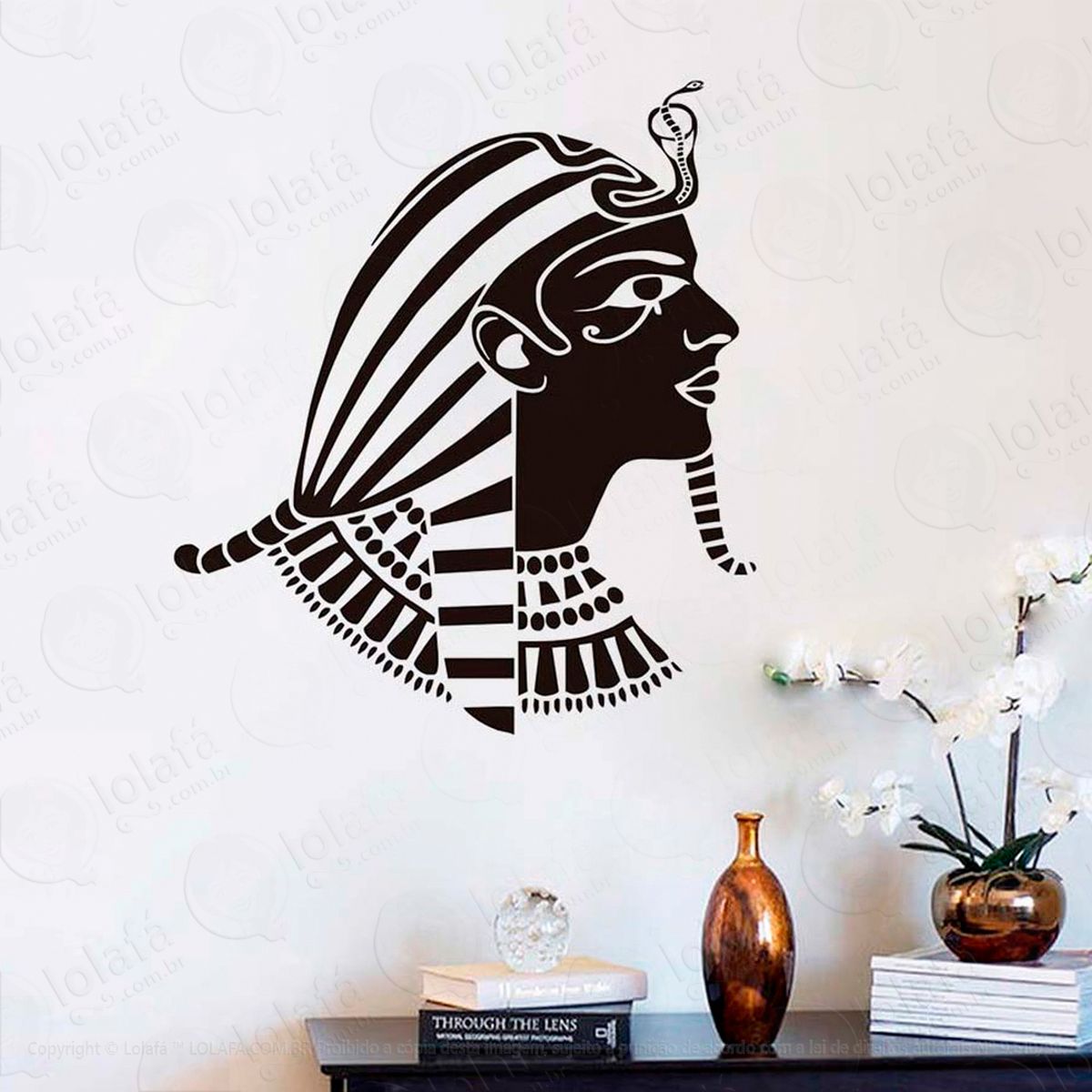 faraó egípcio adesivo de parede decorativo para casa, sala, quarto e vidro - mod:46