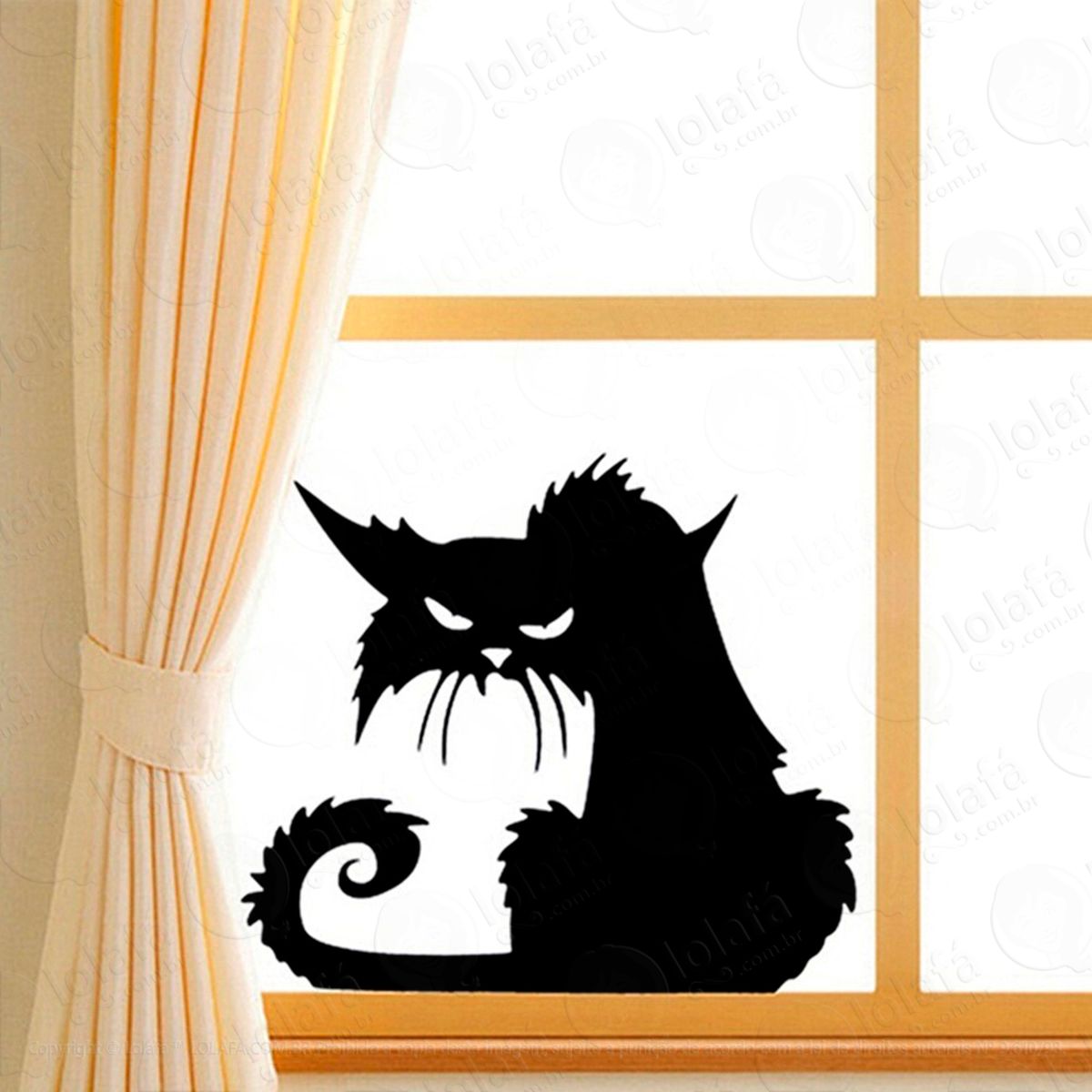 gato mal-humorado adesivo de parede decorativo para casa, sala, quarto e vidro - mod:54