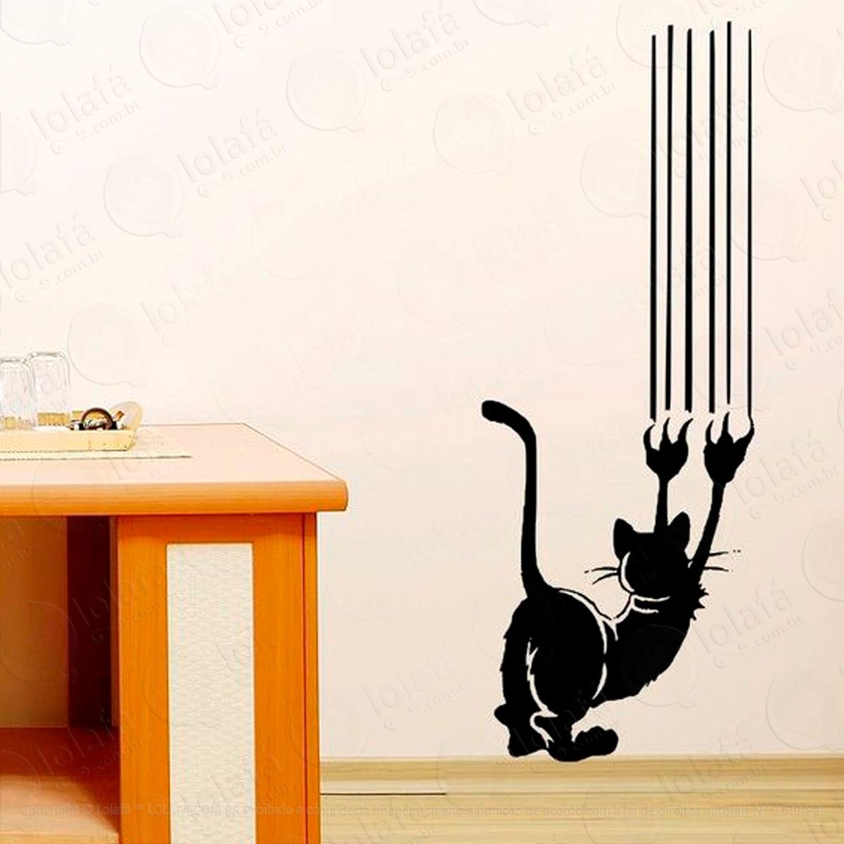 gato travesso adesivo de parede decorativo para casa, sala, quarto e vidro - mod:56