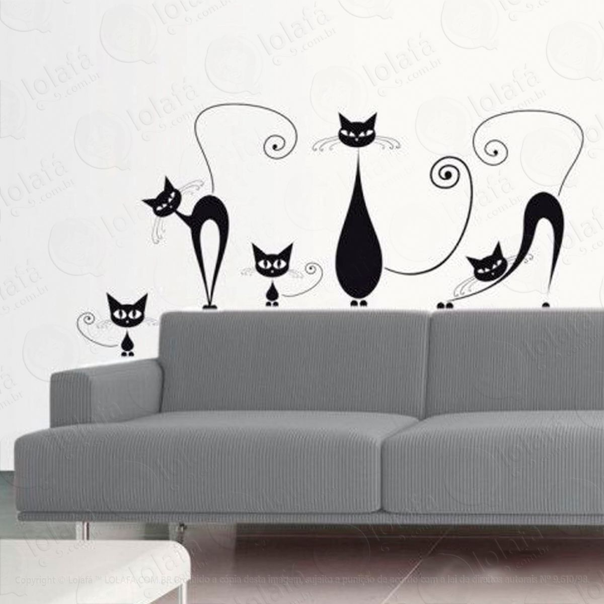 gatos curiosos adesivo de parede decorativo para casa, sala, quarto e vidro - mod:57