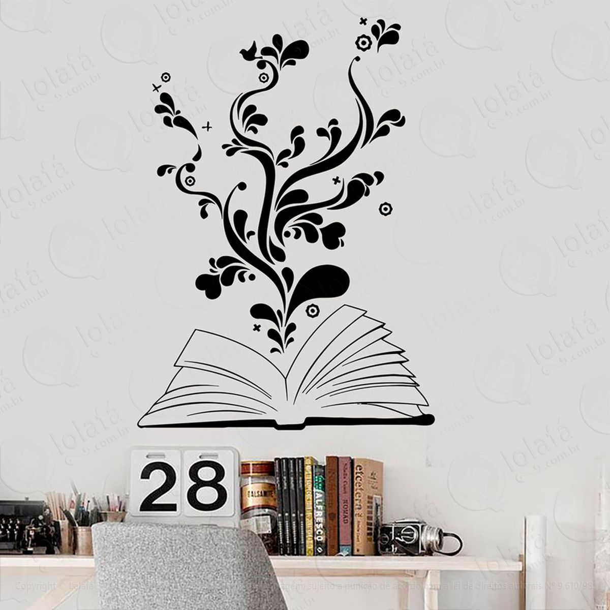 livro magico adesivo de parede decorativo para casa, sala, quarto e vidro - mod:61