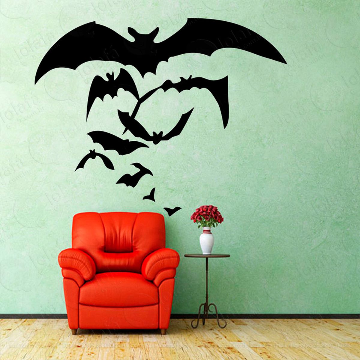 cartela morcegos adesivo de parede decorativo para casa, sala, quarto e vidro - mod:66