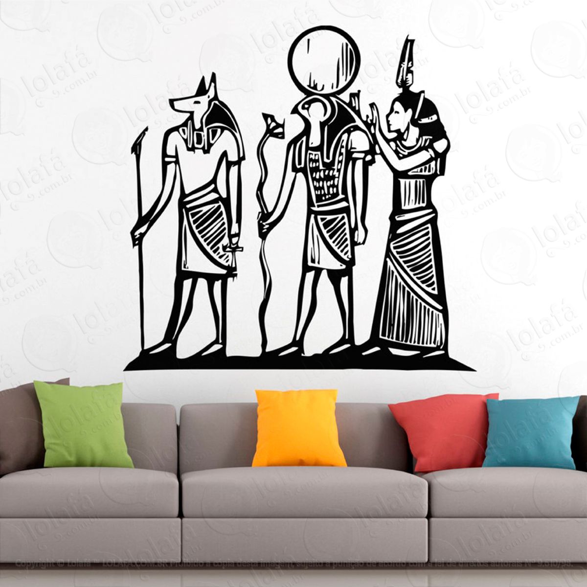 trio egípcio deuses adesivo de parede decorativo para casa, sala, quarto e vidro - mod:75