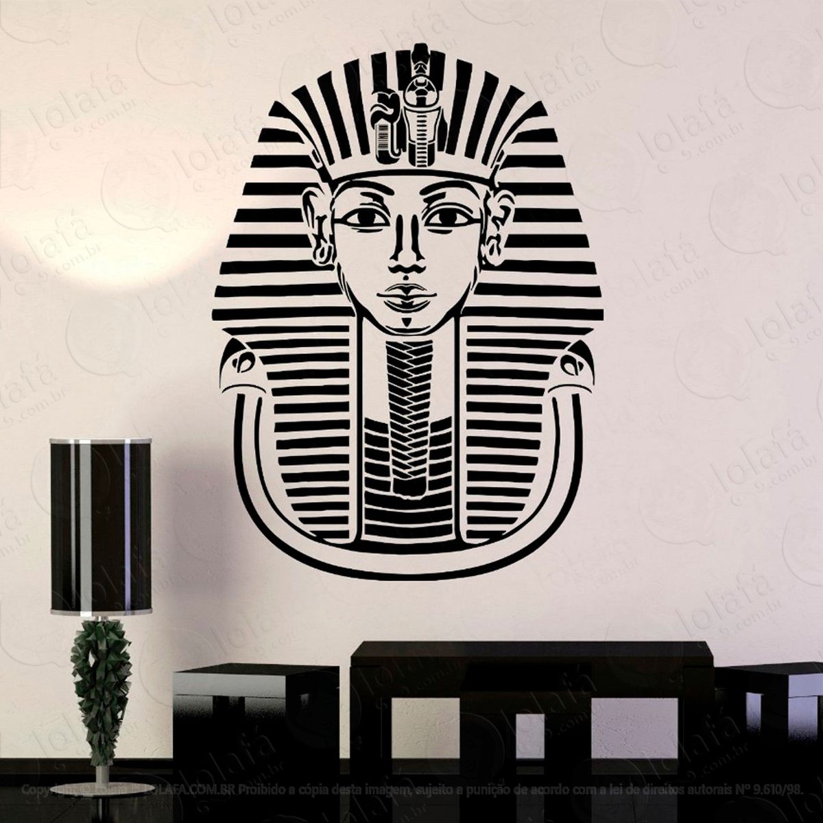 tutancâmon adesivo de parede decorativo para casa, sala, quarto e vidro - mod:77