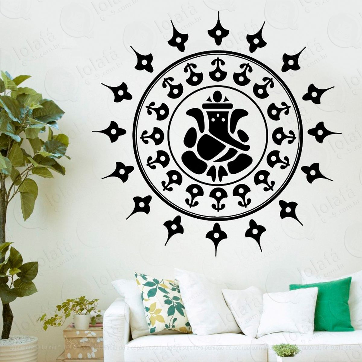 ganesha mandala adesivo de parede decorativo para casa, sala, quarto e vidro - mod:82