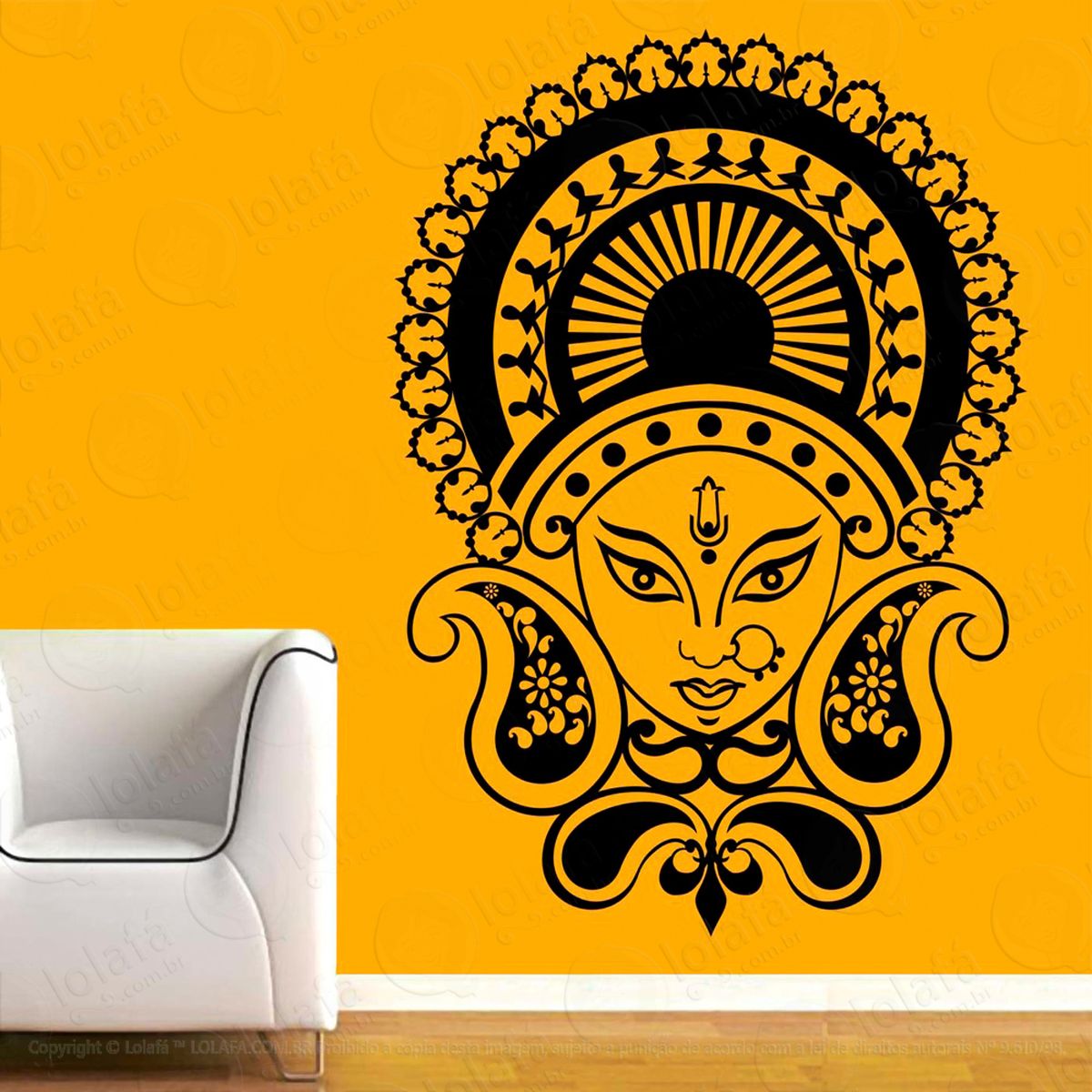 mandala hindu adesivo de parede decorativo para casa, sala, quarto e vidro - mod:88