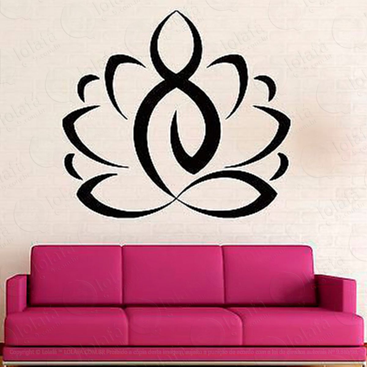 yoga flor de lótus adesivo de parede decorativo para casa, sala, quarto e vidro - mod:103