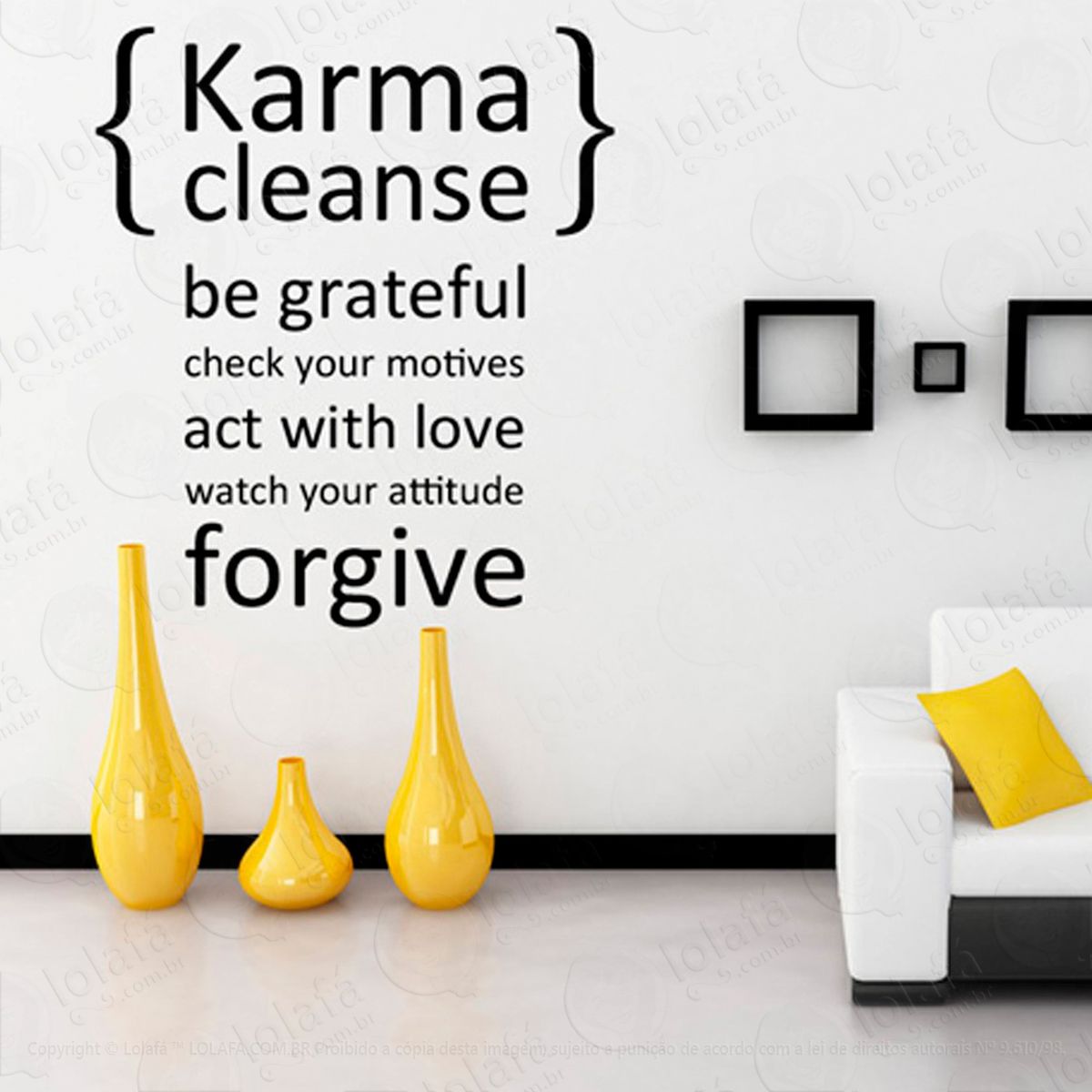 frase karma adesivo de parede decorativo para casa, sala, quarto e vidro - mod:115