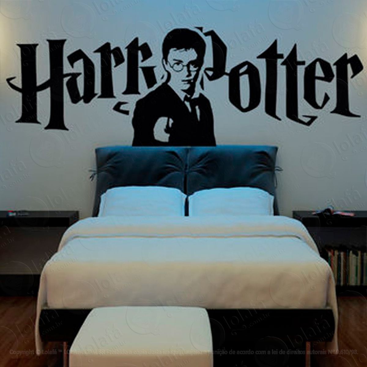 harry potter cabeceira adesivo de parede decorativo para casa, sala, quarto e vidro - mod:127