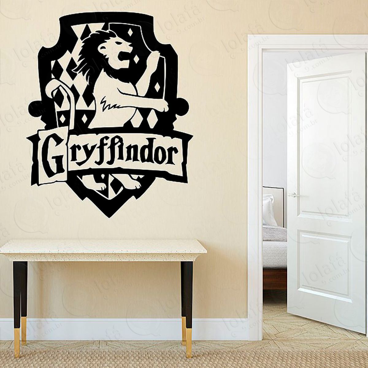 harry potter gryffindor brasão adesivo de parede decorativo para casa, sala, quarto e vidro - mod:129