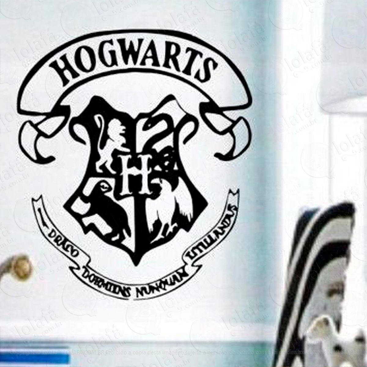 harry potter hogwarts brasão adesivo de parede decorativo para casa, sala, quarto e vidro - mod:130