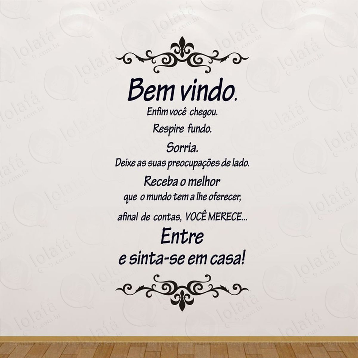 bem vindo adesivo de parede frase personalizada para sala, quarto, porta e vidro - mod:9