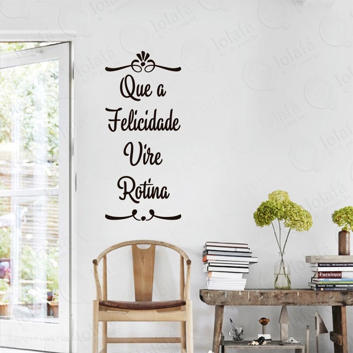 que a felicidade adesivo de parede frase personalizada para sala, quarto, porta e vidro - mod:10