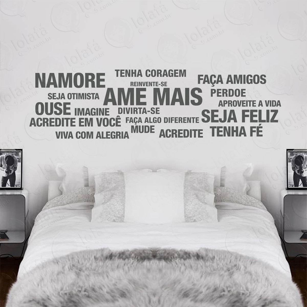 ame mais adesivo de parede frase personalizada para sala, quarto, porta e vidro - mod:11