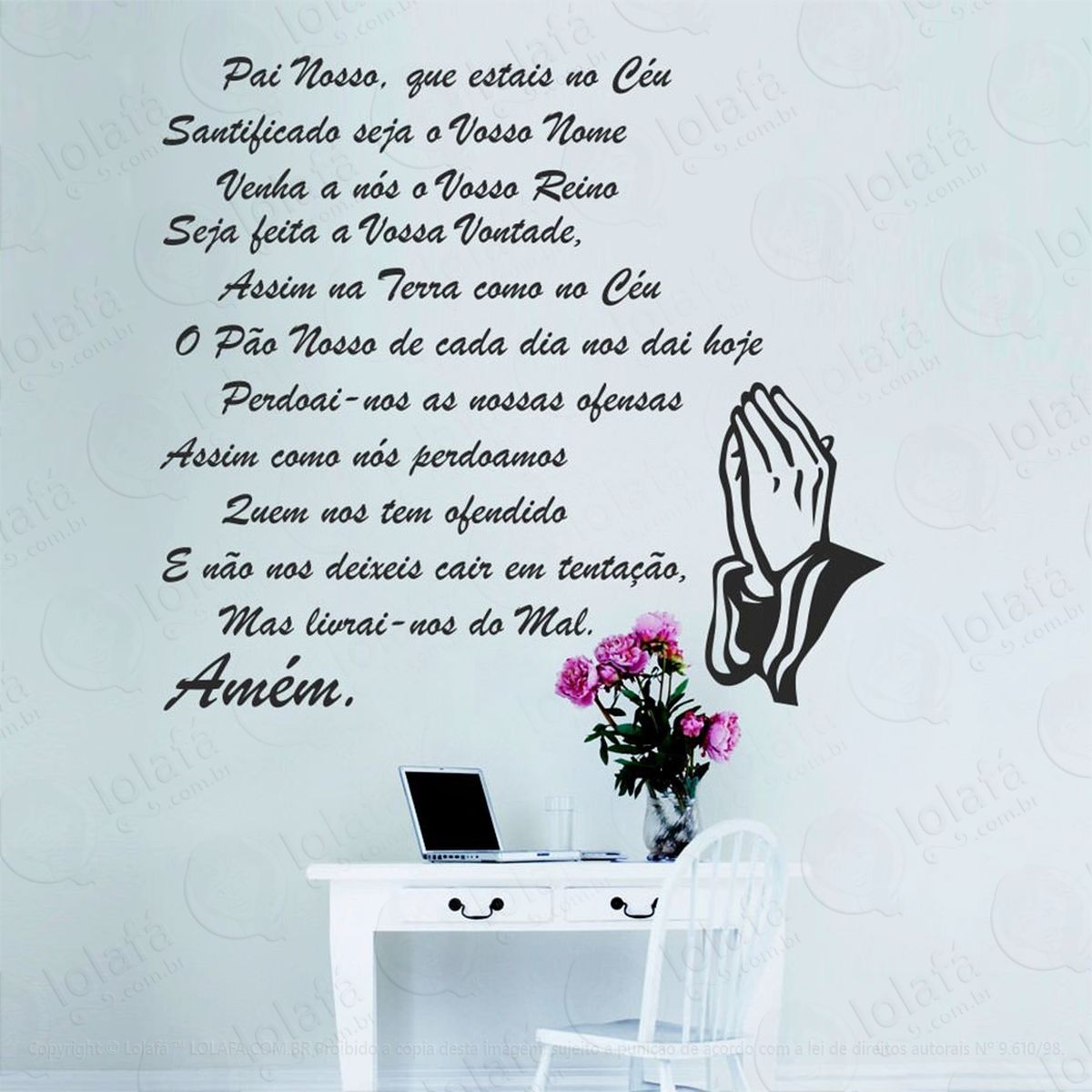 oração pai nosso adesivo de parede frase personalizada para sala, quarto, porta e vidro - mod:14