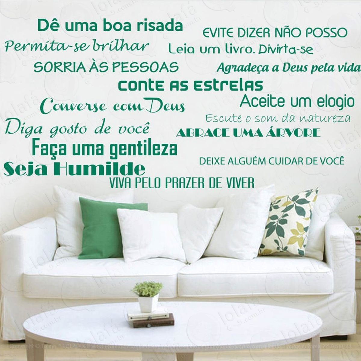 prazer de viver adesivo de parede frase personalizada para sala, quarto, porta e vidro - mod:15