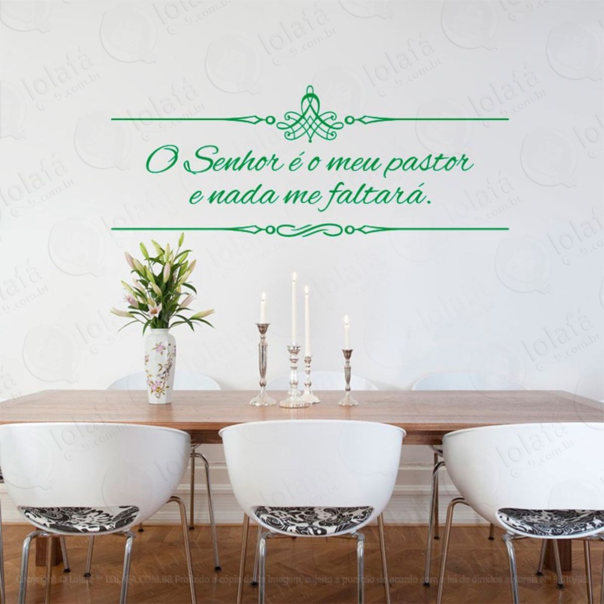 salmo 23:1 adesivo de parede frase personalizada para sala, quarto, porta e vidro - mod:43