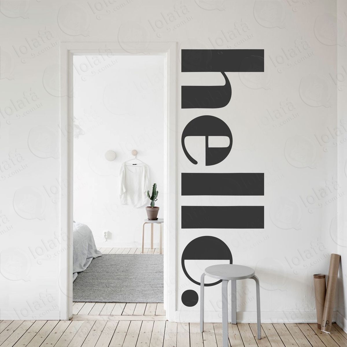 hello adesivo de parede frase personalizada para sala, quarto, porta e vidro - mod:44
