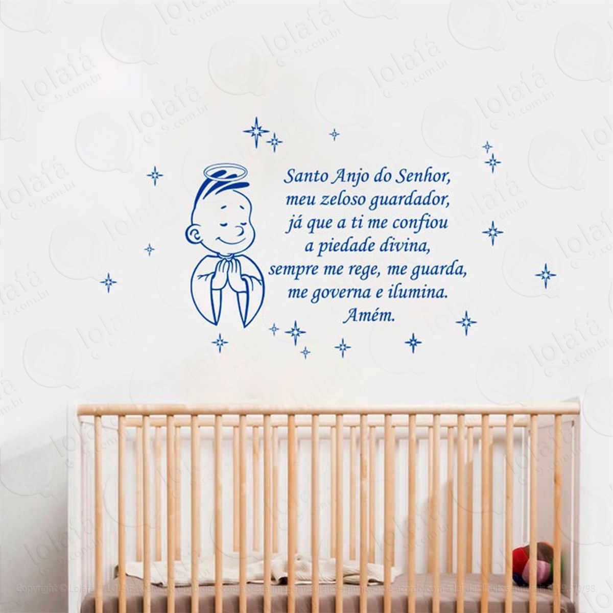 santo anjo adesivo de parede frase personalizada para sala, quarto, porta e vidro - mod:50