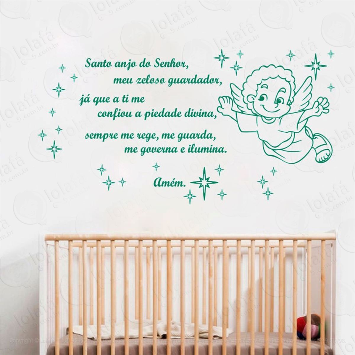 santo anjo adesivo de parede frase personalizada para sala, quarto, porta e vidro - mod:52